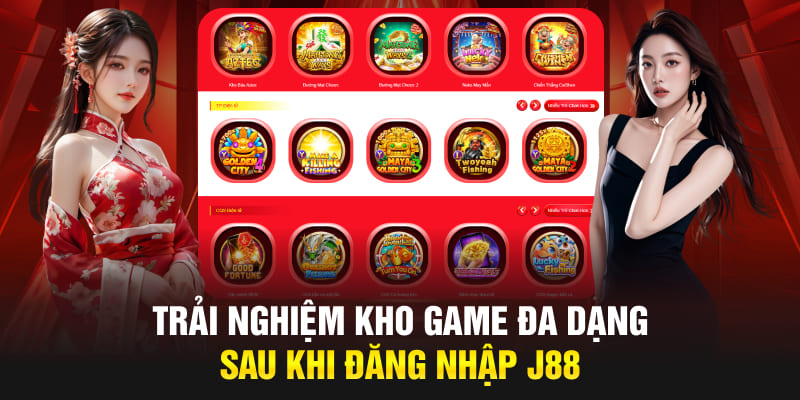 Trải nghiệm kho game đa dạng sau khi đăng nhập J88